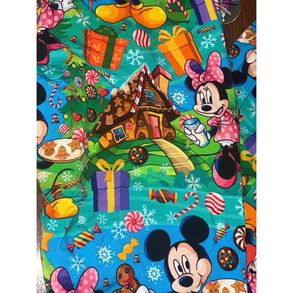 NWT Bad & Bamboojee Disney Christmas Joggers Mickey Minnie Gingerbread Sz. Small - Picture 6 of 11
